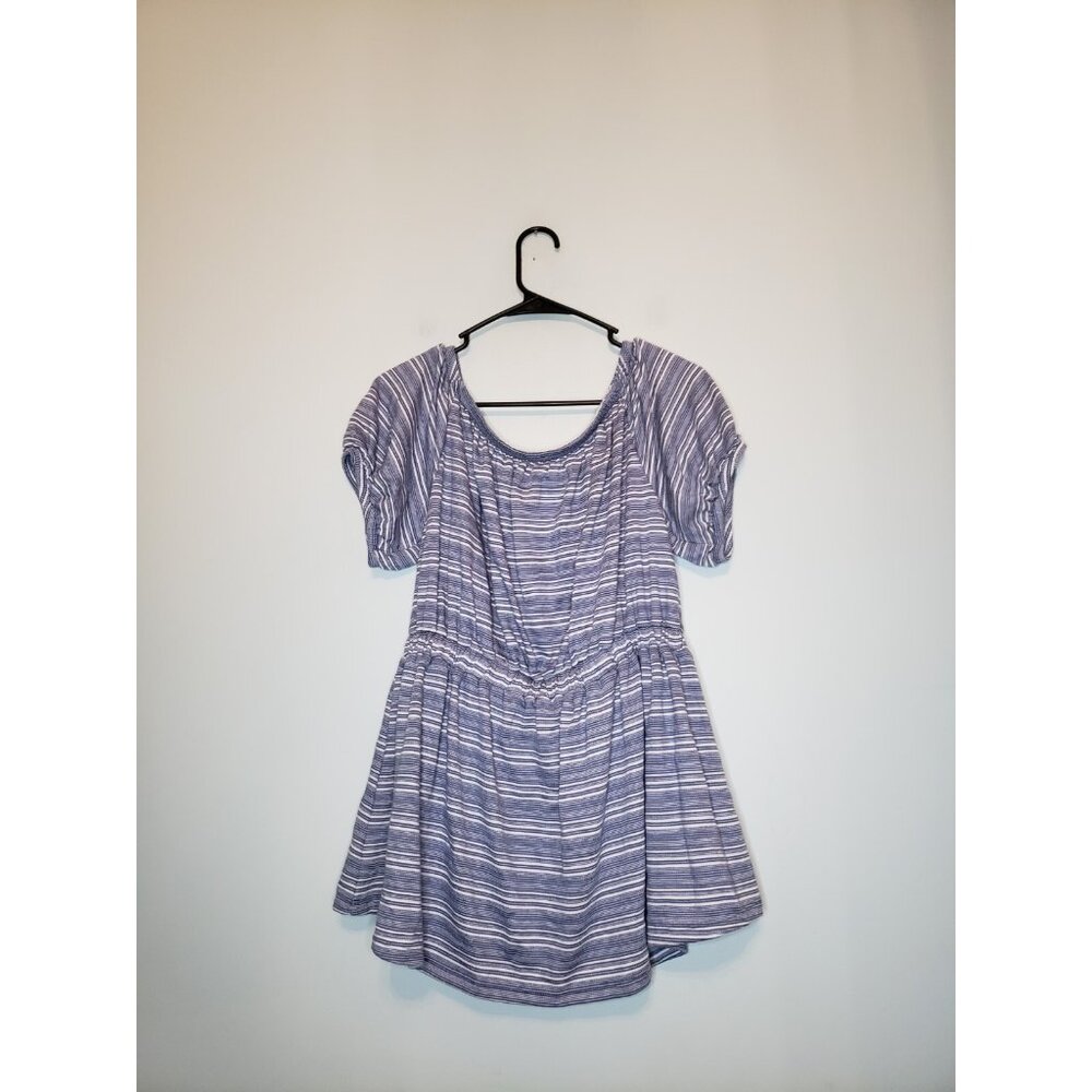 Lane Bryant Top Women 10 12 Off The Shoulder Stripe Drawstring Waist Stretch NWT